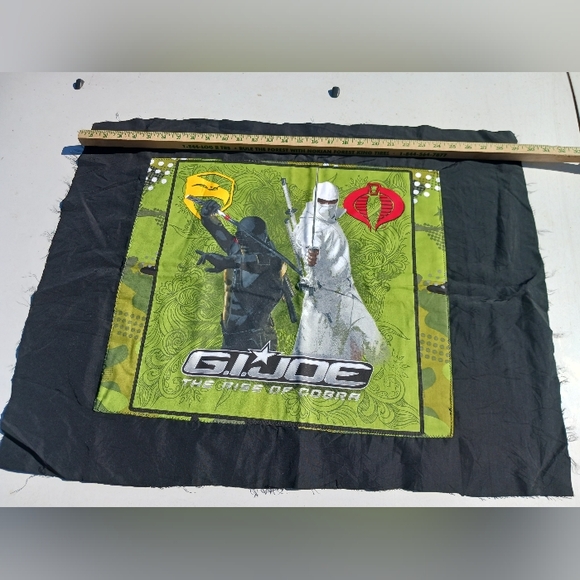 Quilt,Pillow Blocks Orphans & Uncut Sheet /2009 Hasbro GI Joe ,Snake Eyes - Picture 7 of 13